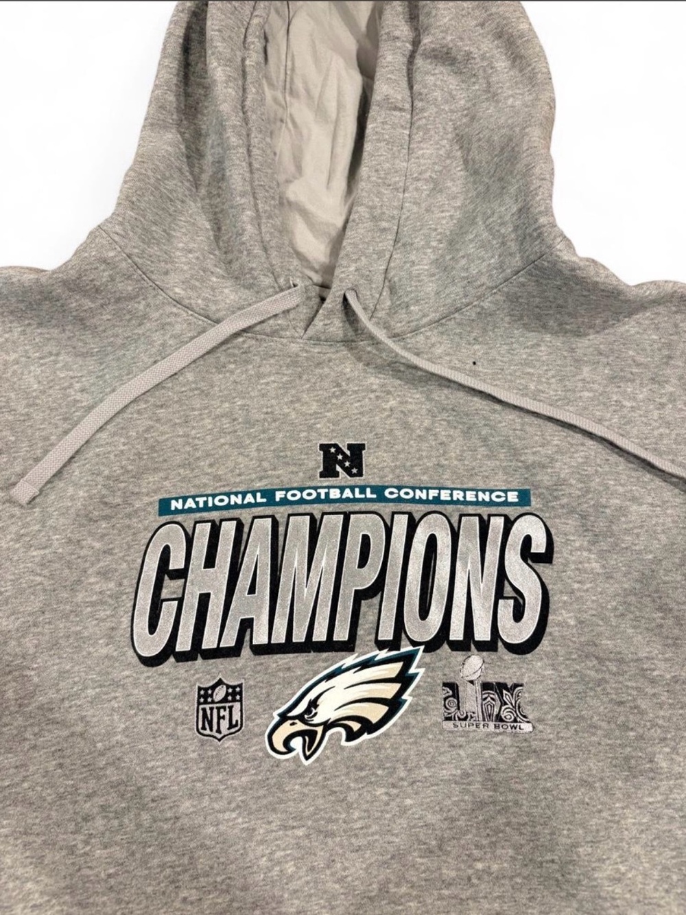 Nike Philadelphia Eagles 2024 NFC Champions Super Bowl LIX Hoodie 3XL Gray
